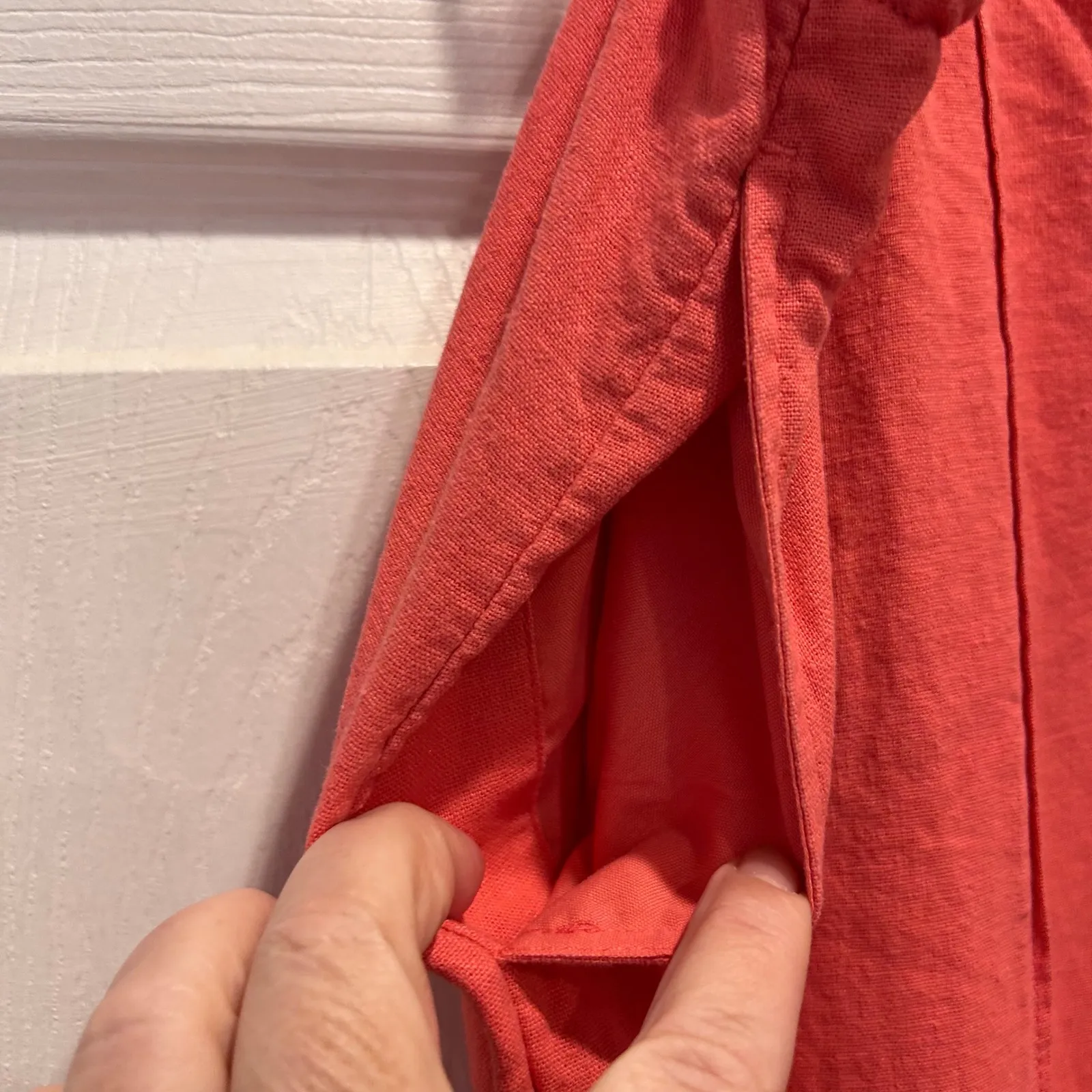 A New Day Womens Pink Linen Blend Wide Leg Pants Coral XL Beach Lagenlook Boho - Image 4