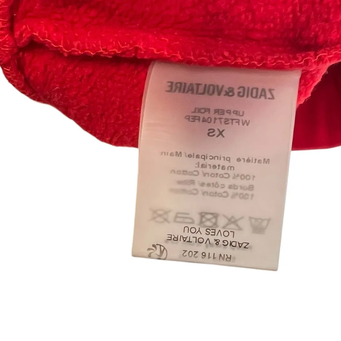 Zadig & Voltaire‎ Fight 4 Love Sweatshirt Top Upper Foil Red Silver Size XS - Image 10