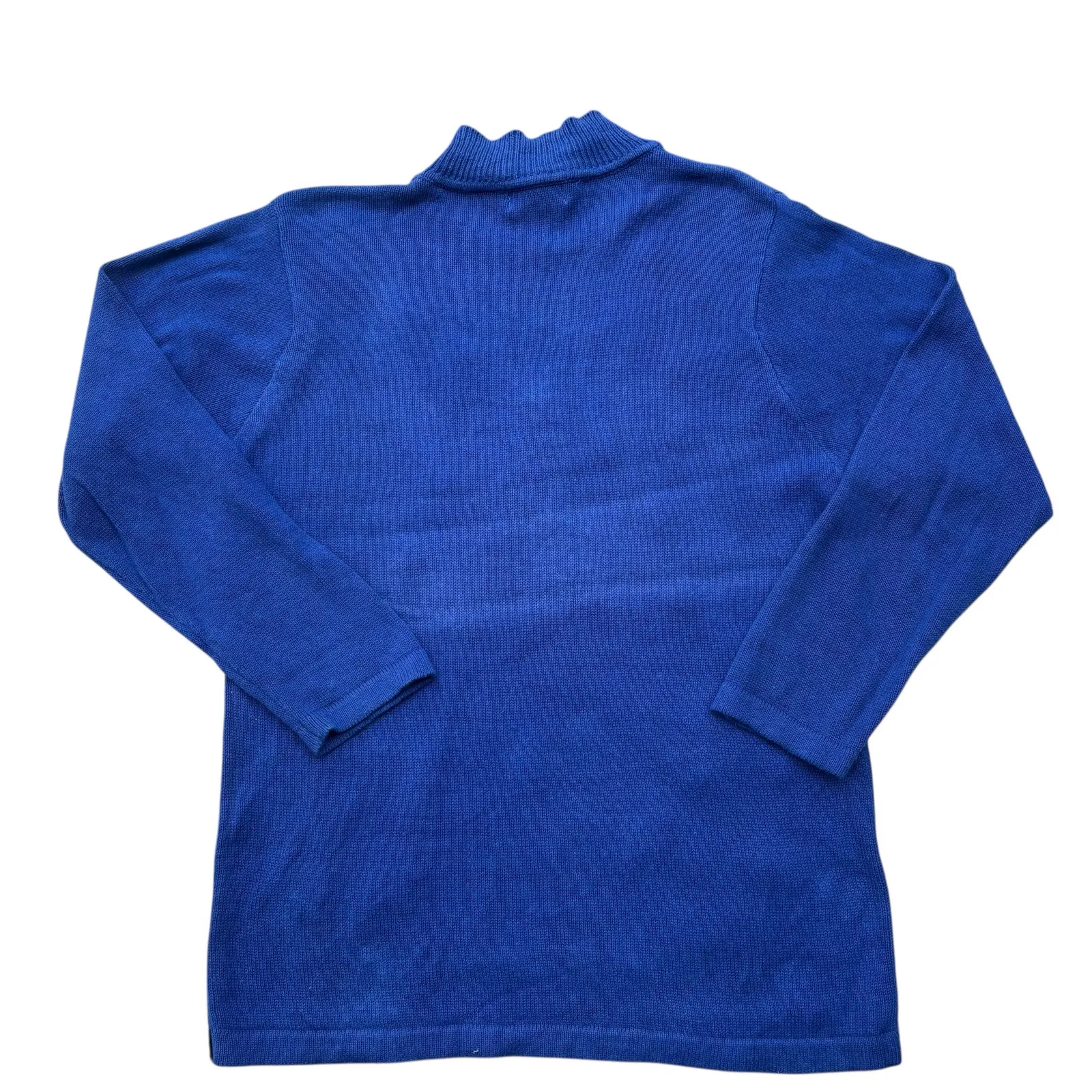 VTG Ugly Christmas Sweater Lg Blue Tree Presents Oversized Ramie Holiday Granny - Image 7