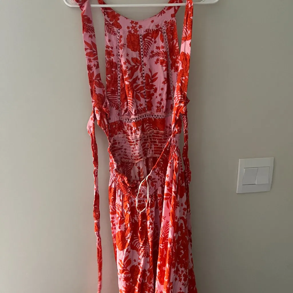 NWT Abel The Label ATL Rumi Candy Florals Maxi Dress Halter Pink Orange S - Image 8