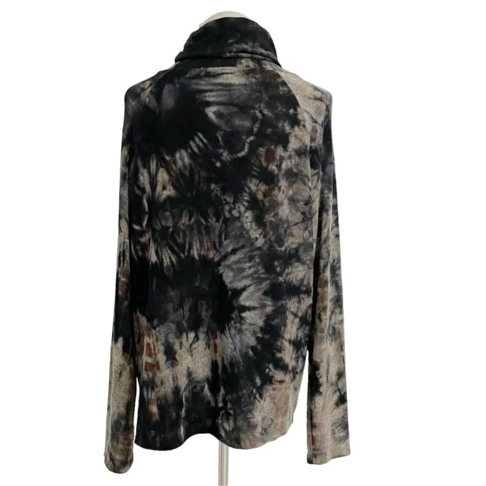 COIN 1804 Size Large Top Blouse Turtleneck Acid Wash Tie Dye Long Sleeve - Image 4