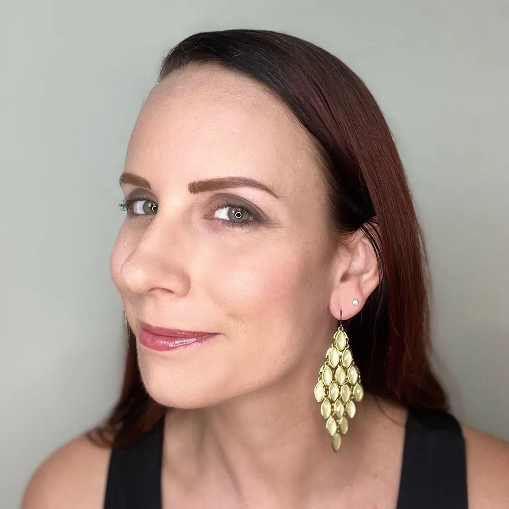 Yellow and Brass Cascade Chandelier Dangle Earrings‎ - Image 2