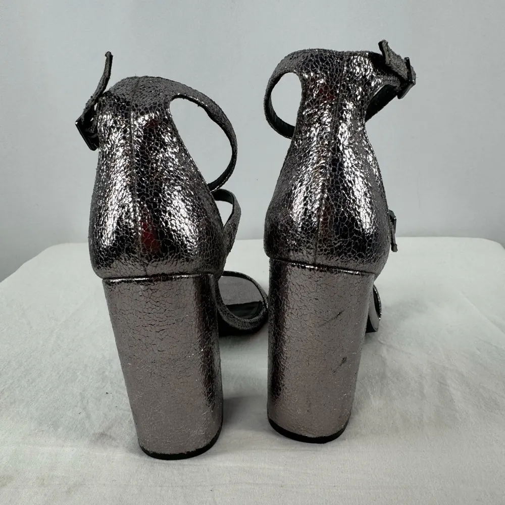 Steve Madden Parrson Pewter Ankle Strap Heels‎ in Metallic Size 8 - Image 3