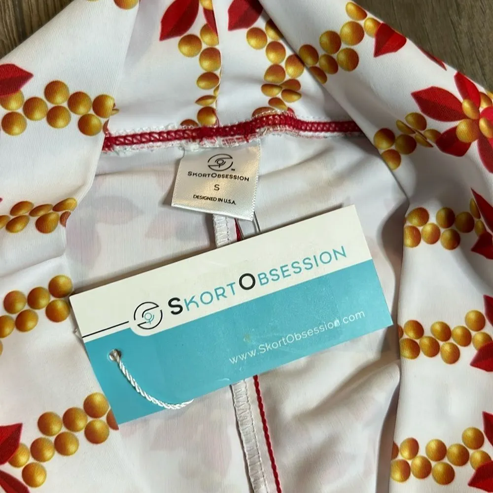 Skort Obsession 16” High Rise Poinsettia Holiday‎ Tennis Golf Skirt Skort Small Red - Image 10