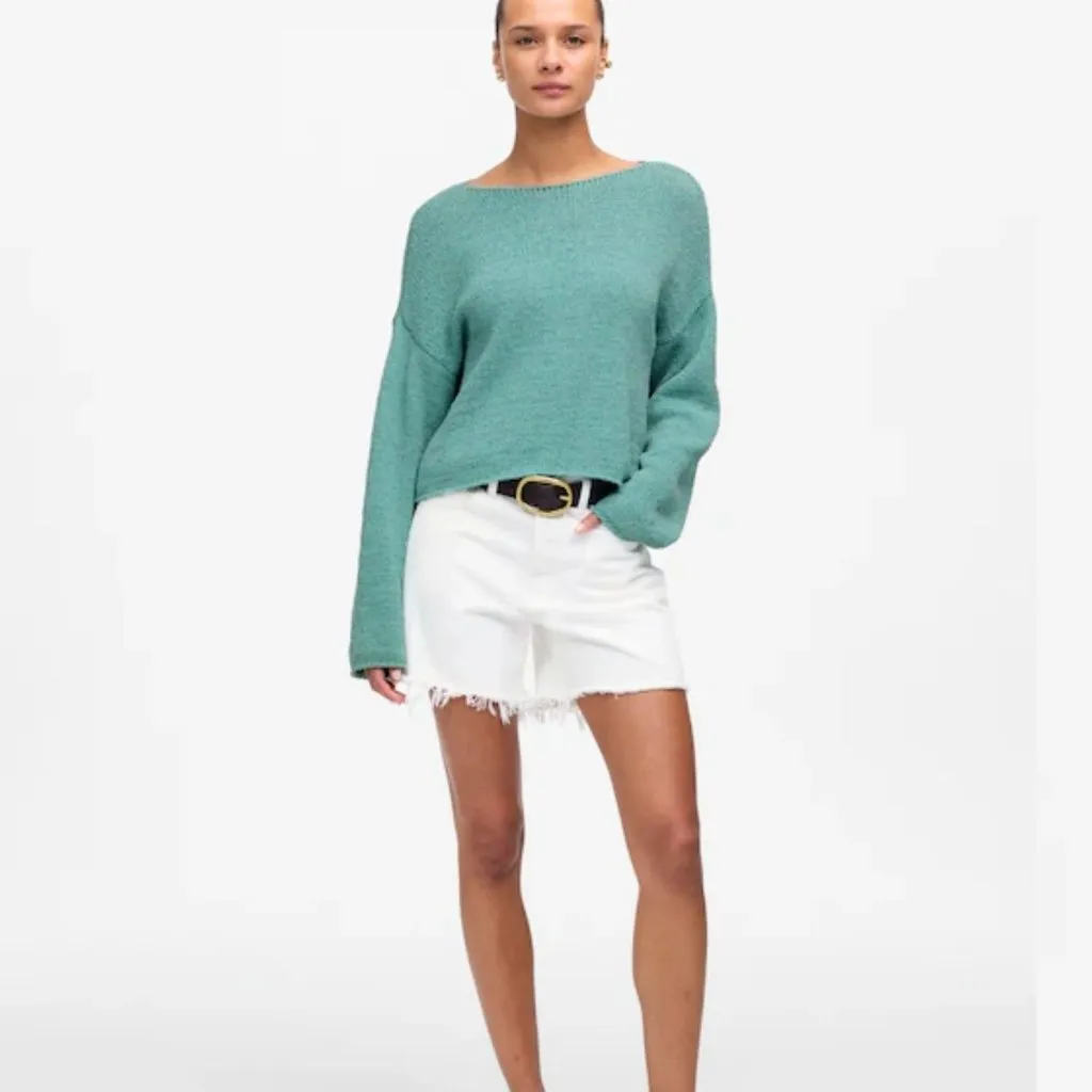 NWT Madewell Boatneck Pullover Knit Sweater in Wave Crest - Size: Large - Image 12