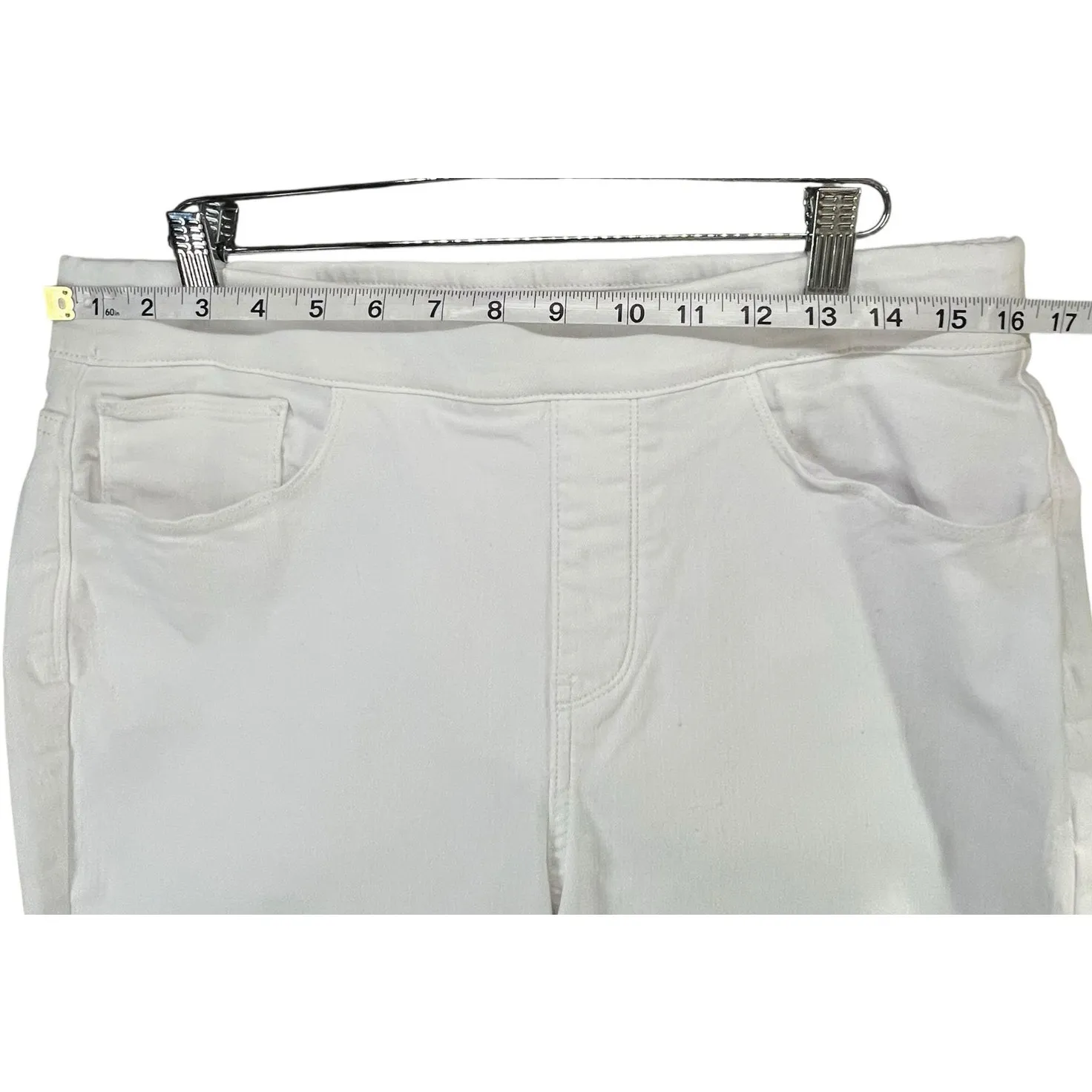 Soft Surroundings Crop Jeans Women M White Denim Stretch High Rise Pull On Pant - Image 3