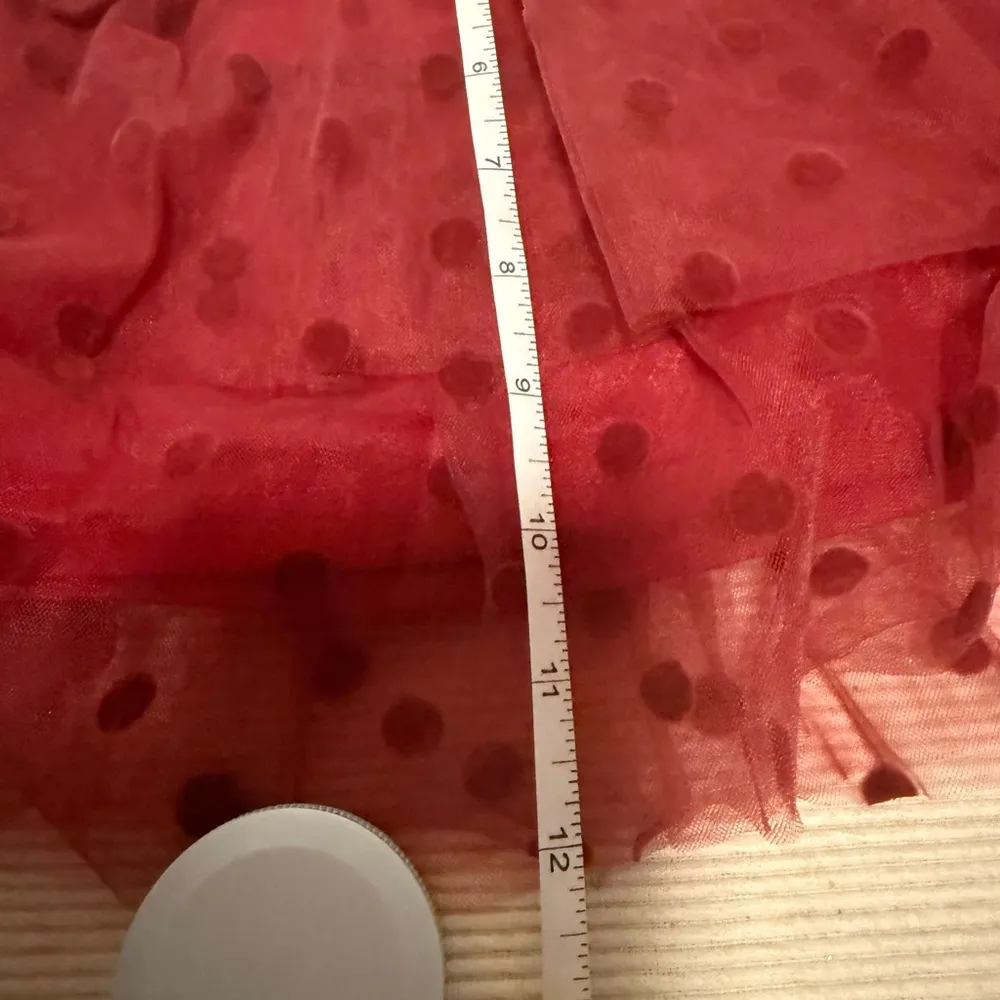 Red Ruffled Tie Front Tank Top Size M - Image 5