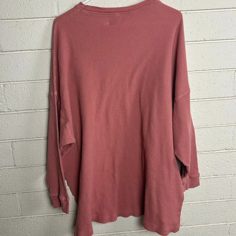 Free People Intimately Pink Waffle Thermal Top size M - Image 2