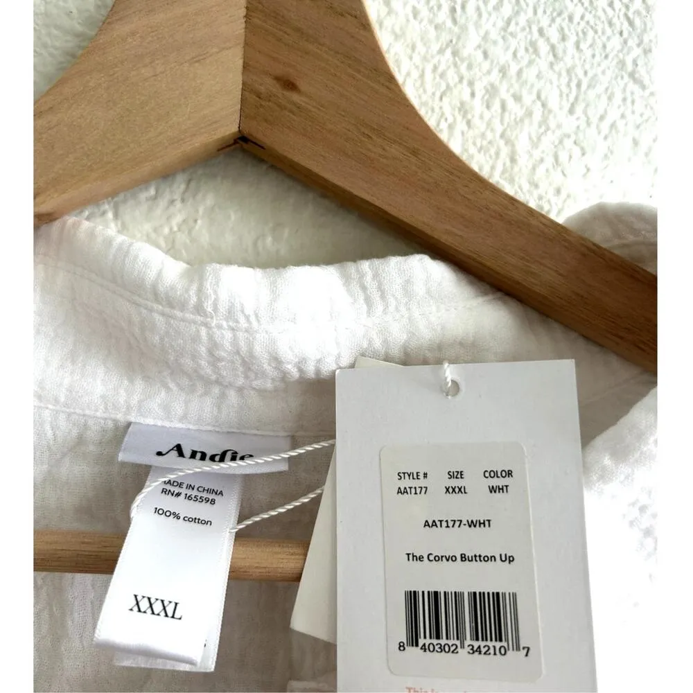 Andie Swim the Corvo Button Cover Up in White XXXL NWT - Image 3