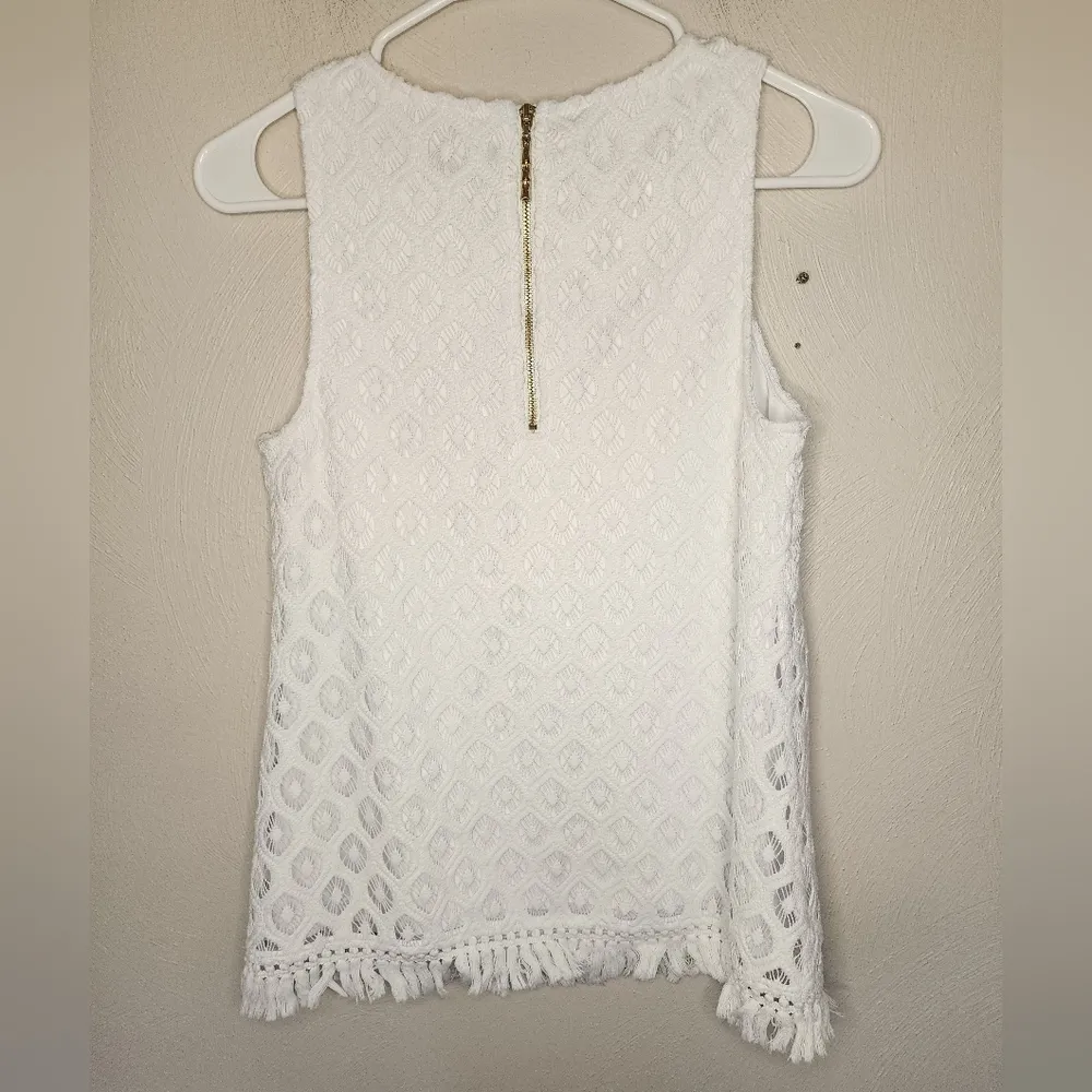 Lilly Pulitzer Womens Maybelle Top XS Resort White Island Time Knit Lace - Image 3