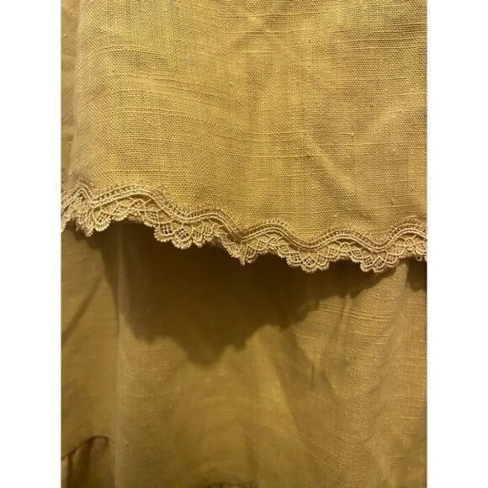 White Birch Pullover Tank Top Blouse Ruffle Mustard Yellow Adjustable Straps 2XL - Image 2