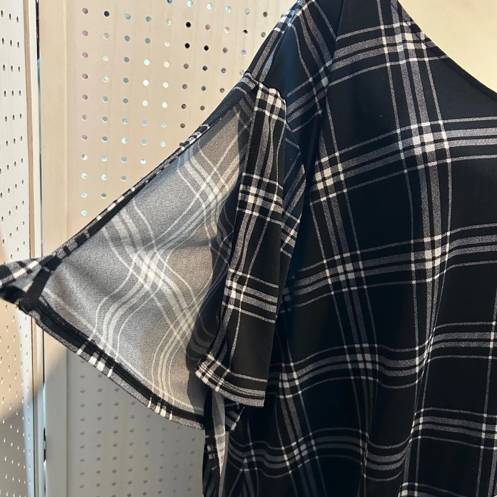 Worthington Woman 2X Plaid Black White V Neck Dress Casual‎ Career - Image 4