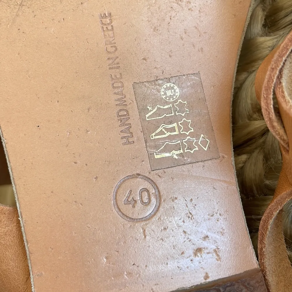 Ancient Greek Sandals x Peter Pilotto Alethea stud cross front leather sandals Brown Size 10 - Image 5