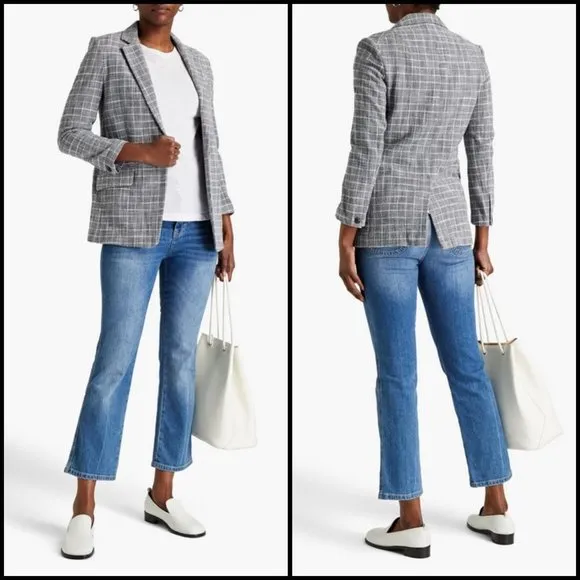 💕RAG & BONE💕 Ames Deconstructed Check Tweed Relaxed Fit Blazer Grey 8 NWT - Image 2