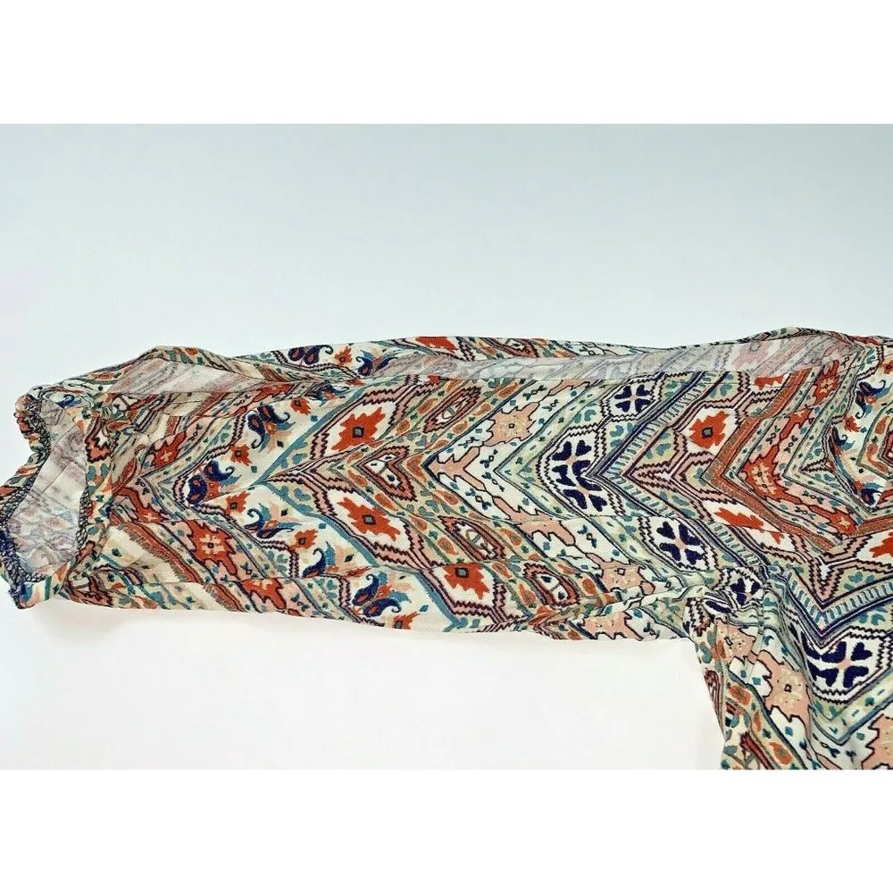 Be Bop Womens Juniors Romper Jumpsuit Size XL Southwest Boho 3/4 Sleeve Browns - Image 5