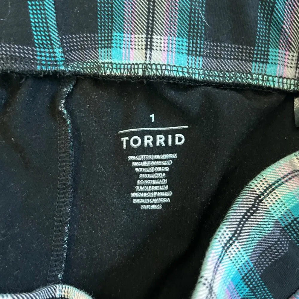 Torrid Full-Length Pocket Leggings Pants Multi Plaid Mid Rise Skinny Size 1X - Image 5