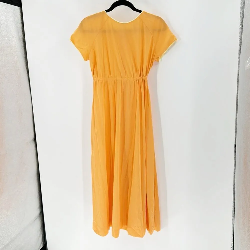 1960s Vintage Vanity Fair ROBE NIGHTGOWN Soft Nylon Sherbet Orange yellow size S - Image 2