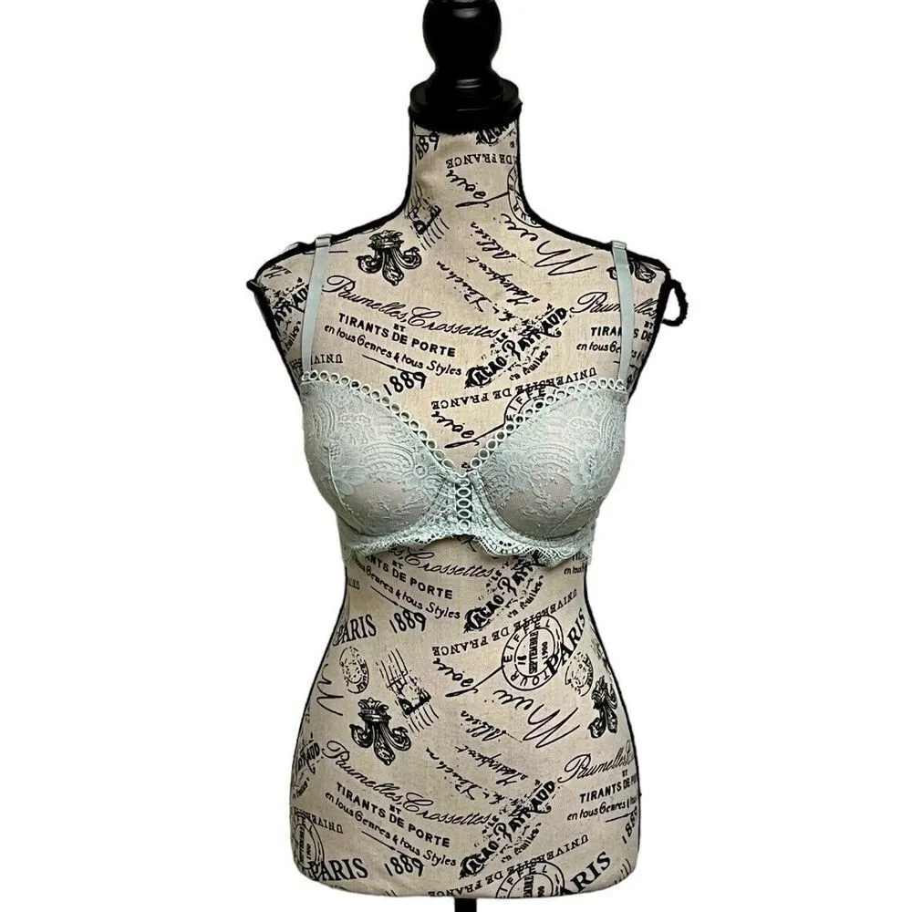 Victoria’s Secret Dream Angels Rhinestone Embellished Lined Demi Bra 32DD Blue - Image 2