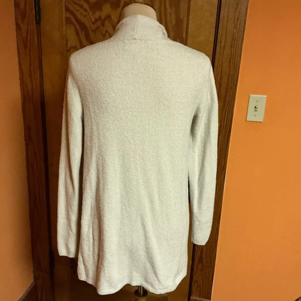 Barefoot Dreams CozyChic Lite Cream Draped Open Front Cardigan Sweater - Image 9