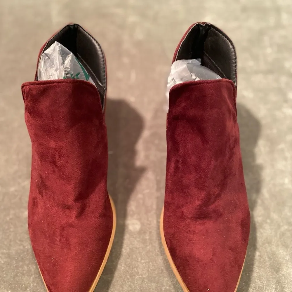 #328 Vegan Suede Burgundy Booties Size undefined - Image 5
