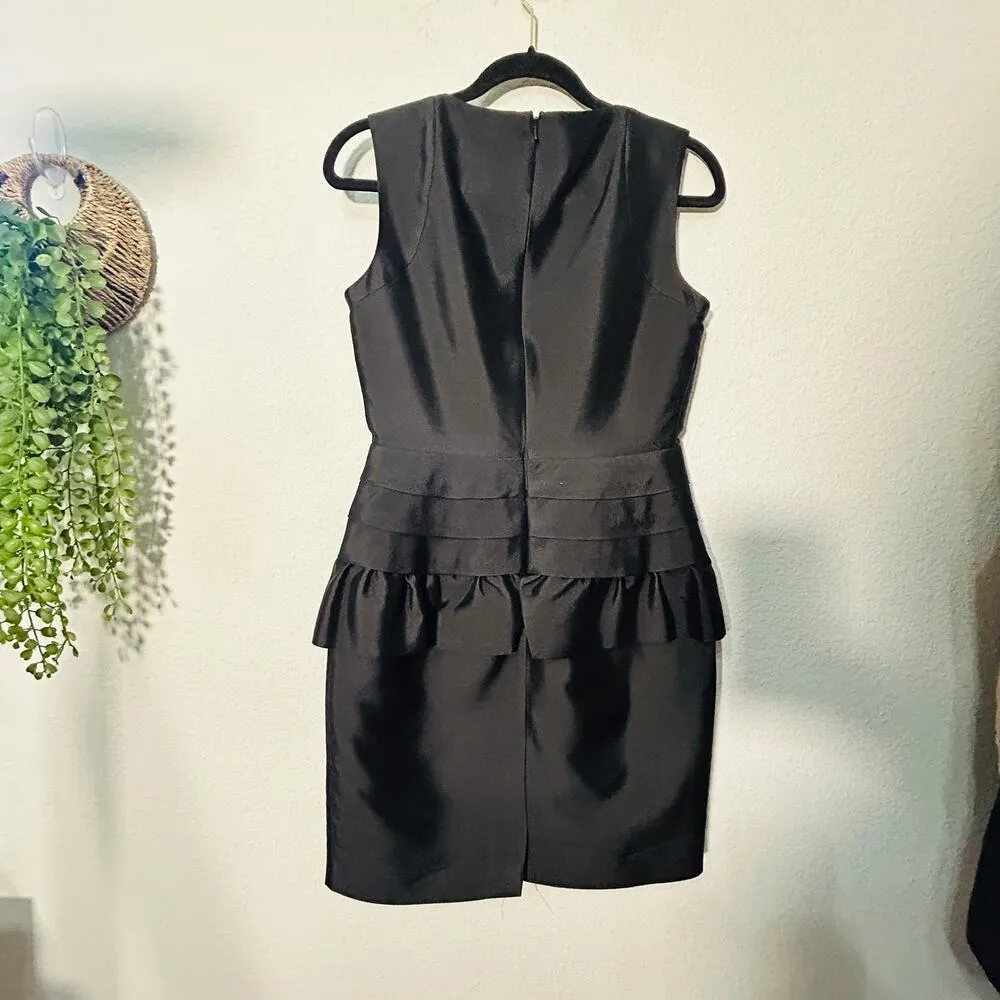 REISS Black Mattie Peplum Silk & Wool Blend Sleeveless Cocktail Dress LBD Sz 6 - Image 7