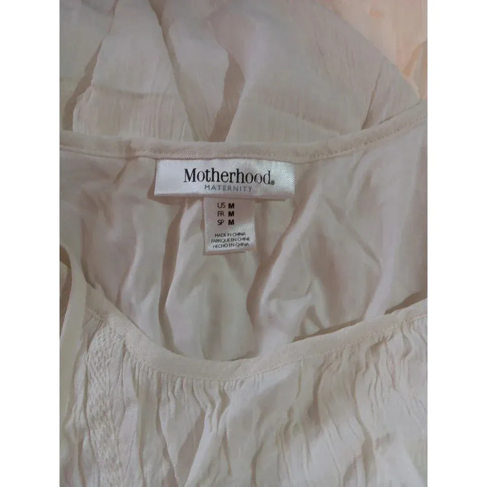 Motherhood Off White Boho Floral Lace Trim Lined Maxi Maternity Dress Medium - Image 6