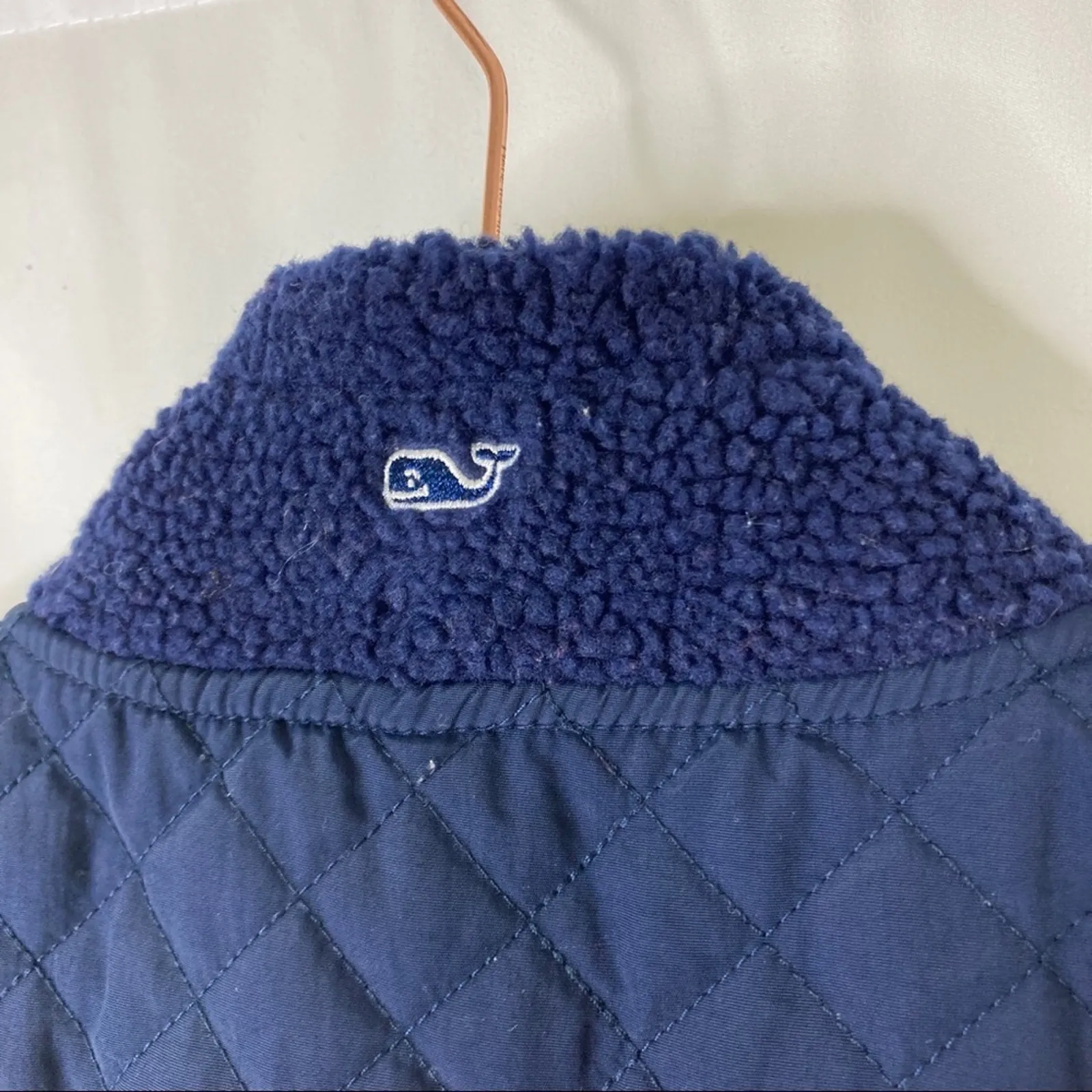 Vineyard Vines Navy Blue Winter Vest Fleece Quilted Polyester Womens XS - Image 7