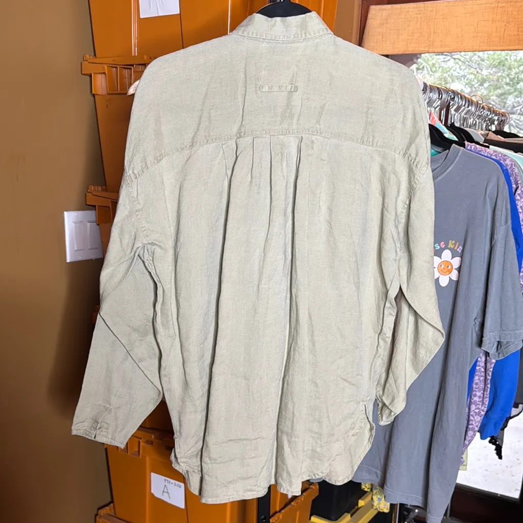 Vintage Apparenza 100% Linen Light Green Button - Image 7