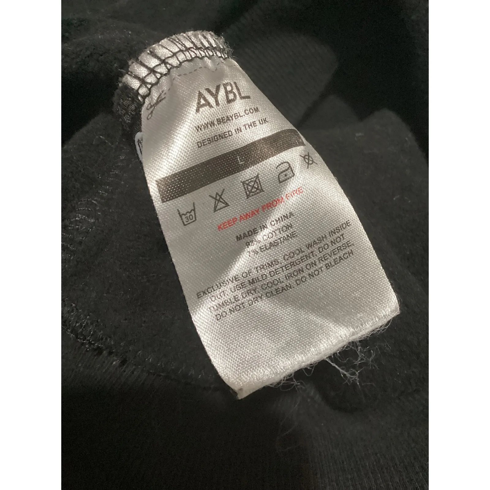 AYBL Black Crewneck Sweatshirt Size L Embroidered Logo Long Sleeve Comfort - Image 6