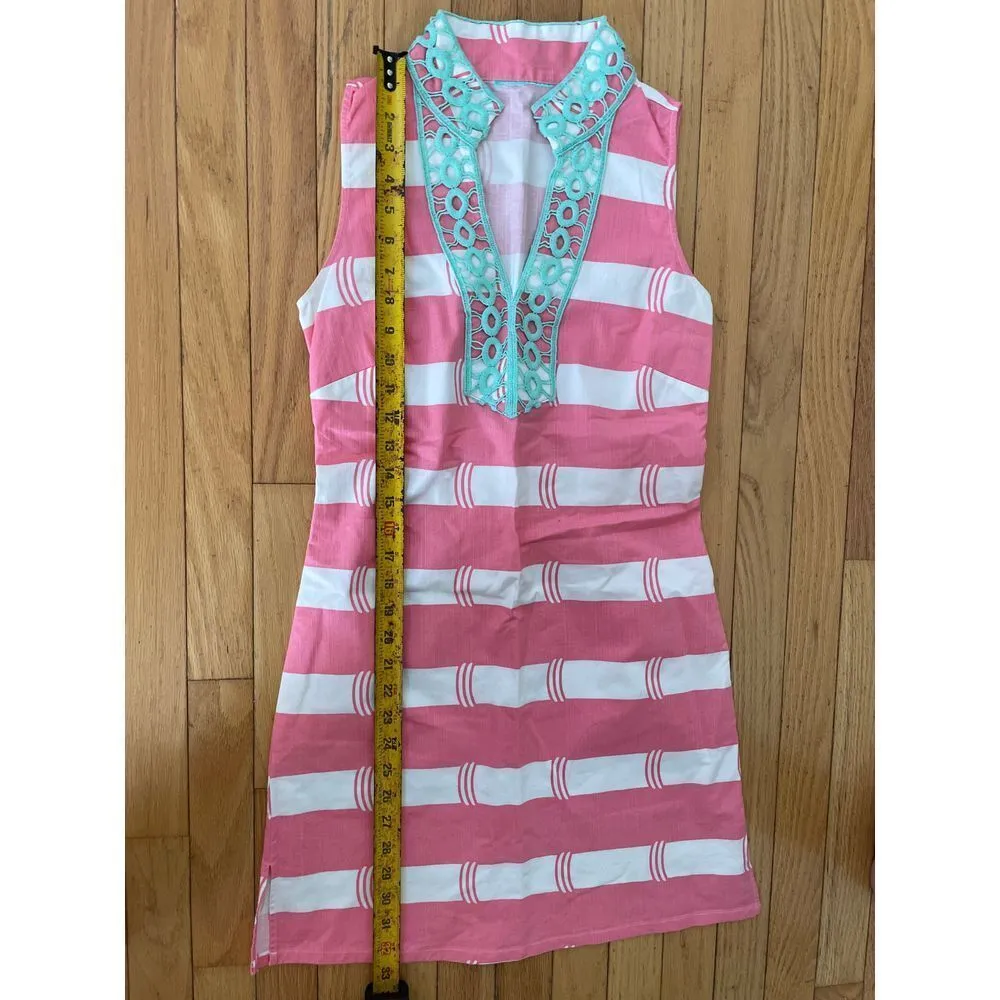 Sail to Sable STS Women's Pink And White Striped Sleeveless Dress V-Neck Size S - Image 5