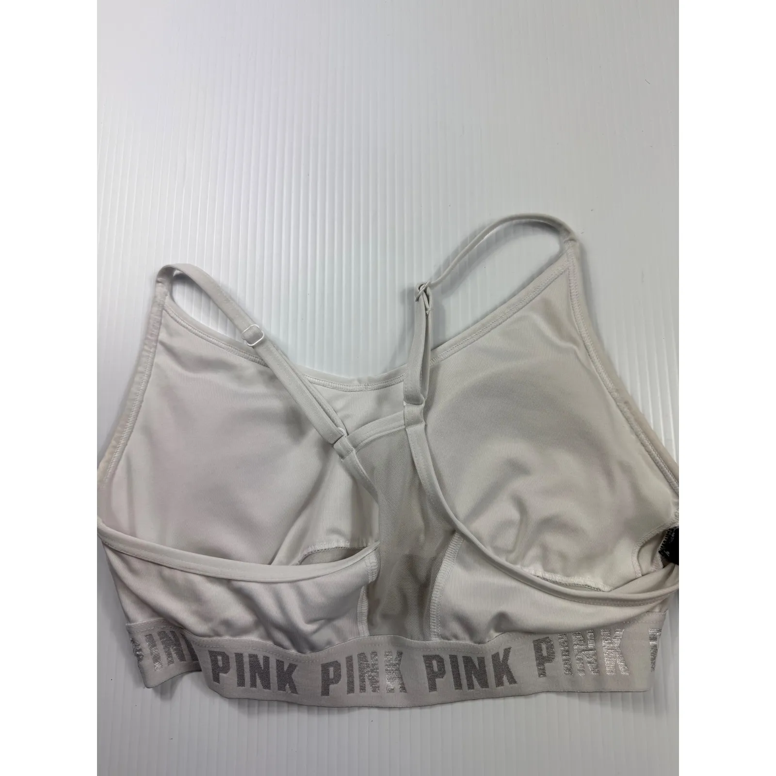PINK Victoria's Secret Sports Bra Light‎ Support Comfort Adjustable white M - Image 7