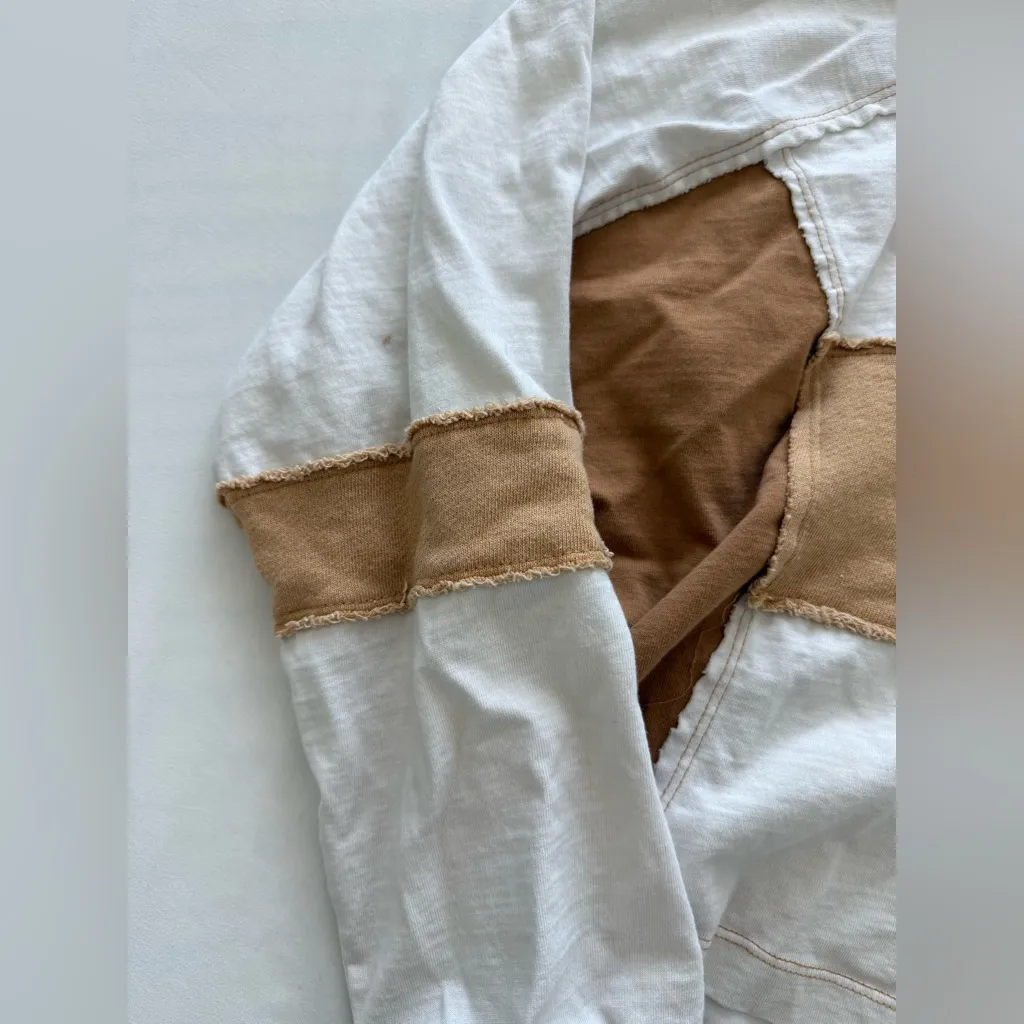 BDG White and Brown Colorblock Sweatshirt sz M - Image 3