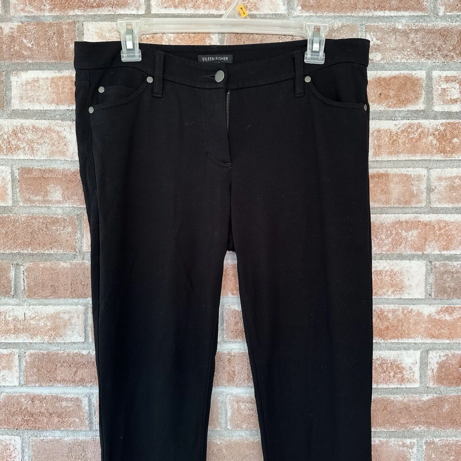Eileen Fisher 5 Pocket Soft Jersey Knit Slim Pants Size 6 Black - Image 3
