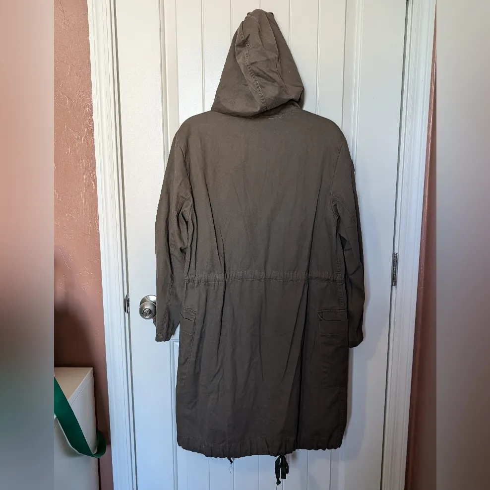 LovPosh Long Military Hooded Cotton Jacket Women's Medium Khaki Green - Image 2