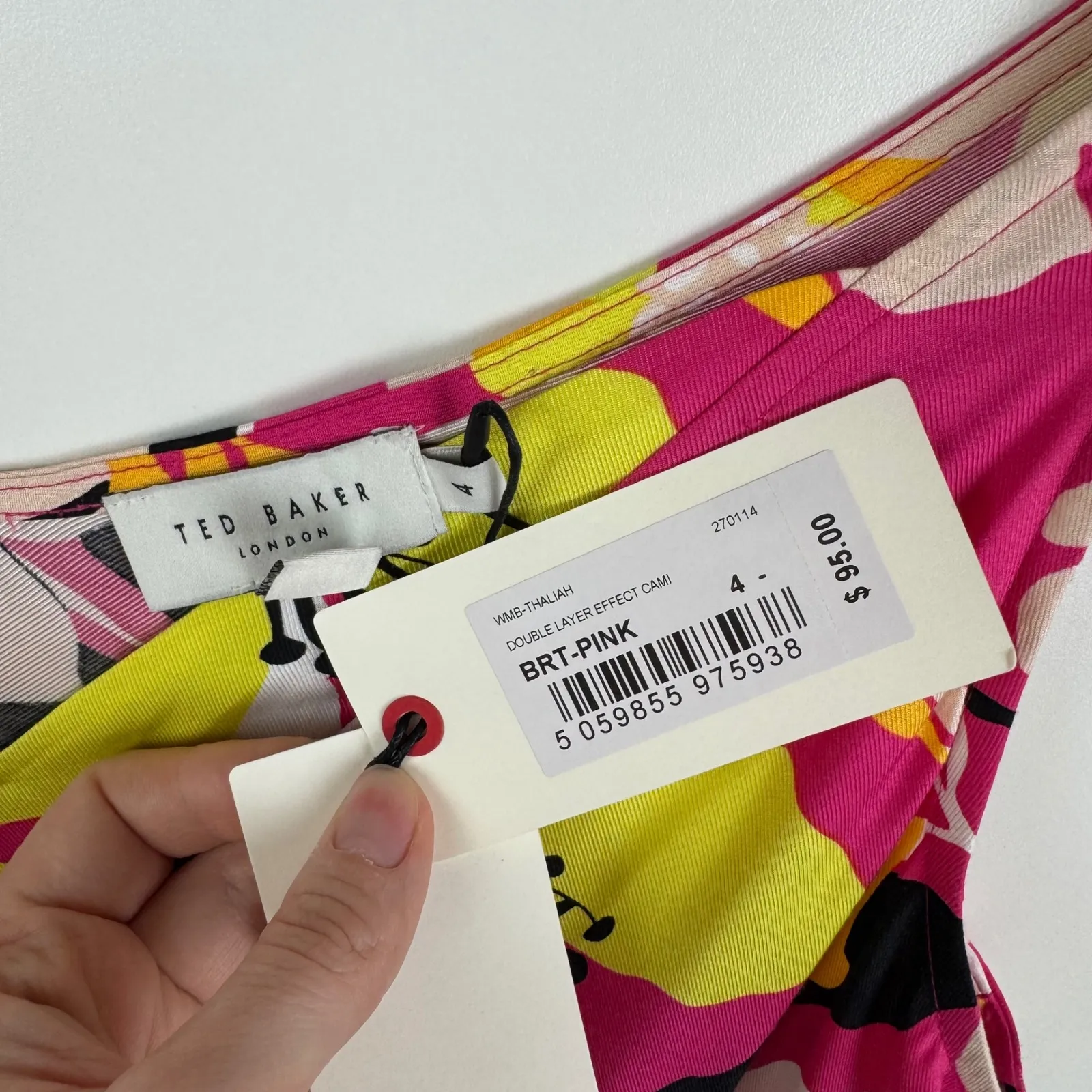 Ted Baker London Thalia Sodi Cami Tank Top Size 4 Large Pink Floral Lightweight‎ - Image 6