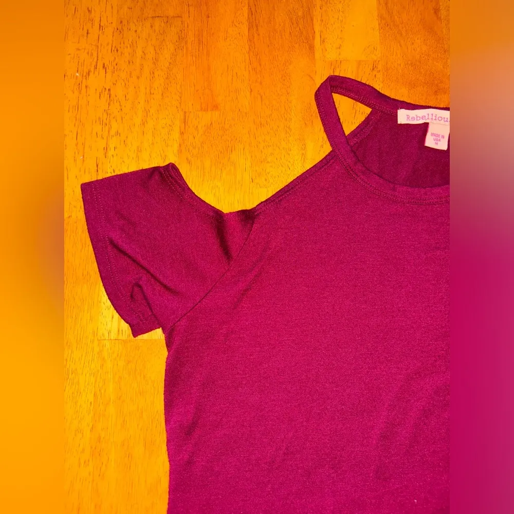 Women's Burgundy Cold Shoulder Top - Image 3
