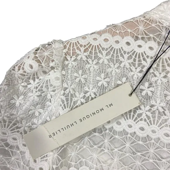 Monique Lhuillier $645 BHLDN White Villandry Lace‎ Midi Dress 2 XS S - Image 6