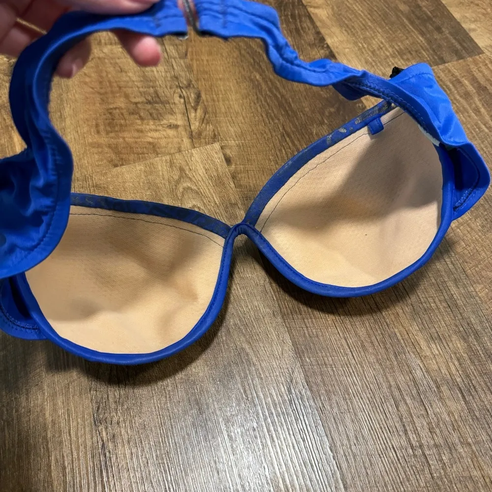 Vtg Catalina Bikini Top Sz 12 Aztec Egyptian Print Blue Gold Underwire - Image 9