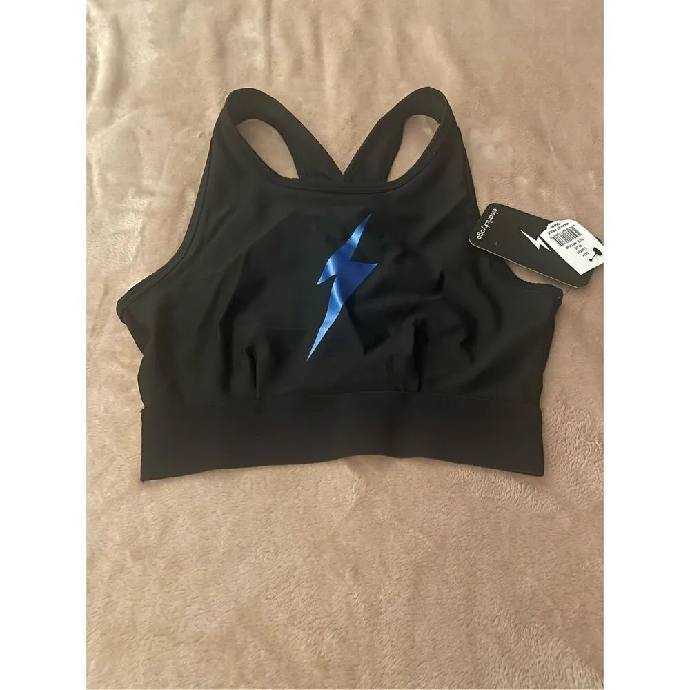 NWT Electric Yoga Bolt Criss Cross Sports Bra Black Size M - Image 7