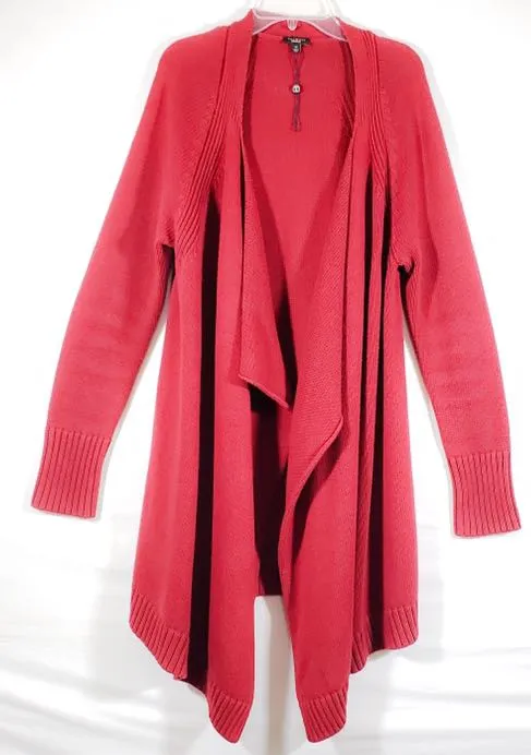 Long Sleeve Red Ribbed Open Cardigan. - Image 4