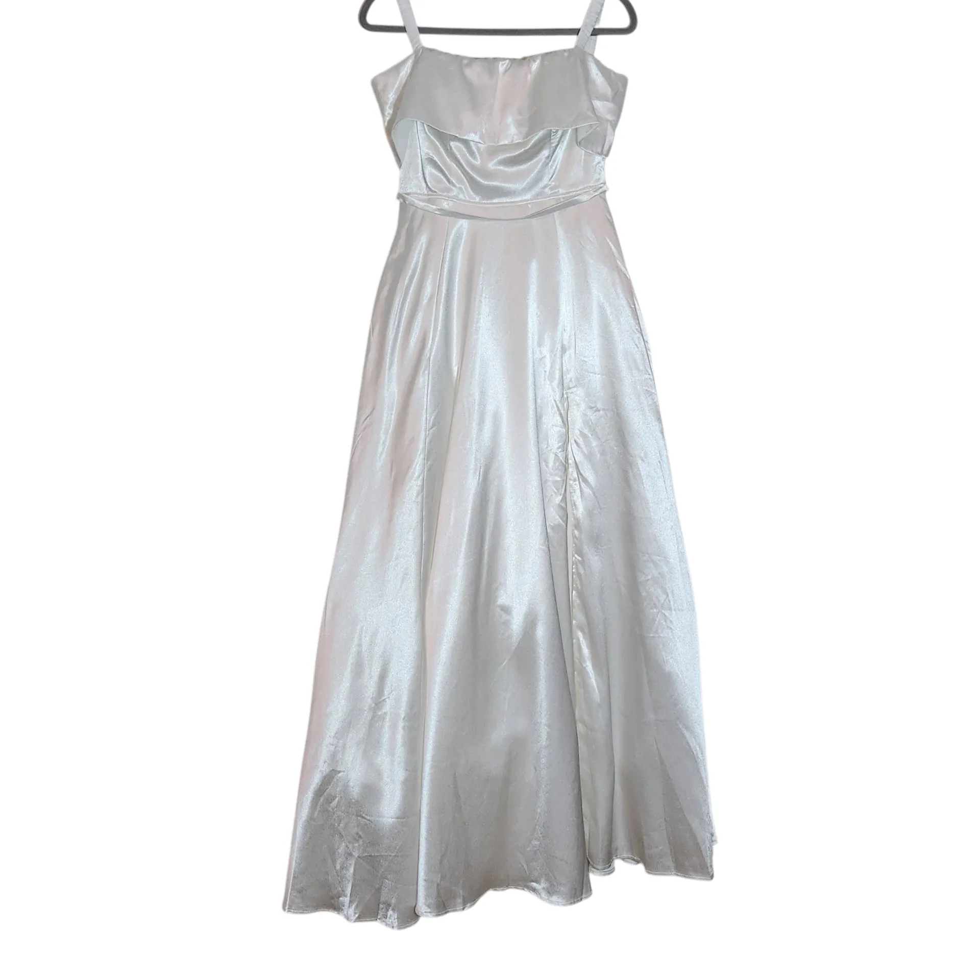 Lulus White Satin Off the Shoulder Wedding Dress NWT Medium Puffy Wedding Gown - Image 3