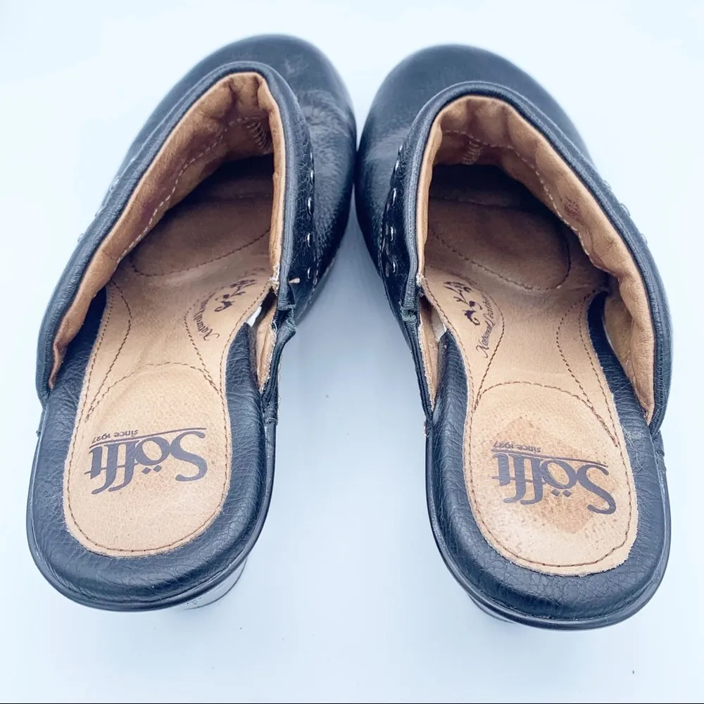 Sofft Black Leather Block Heel Mules 7.5 Size undefined - Image 4