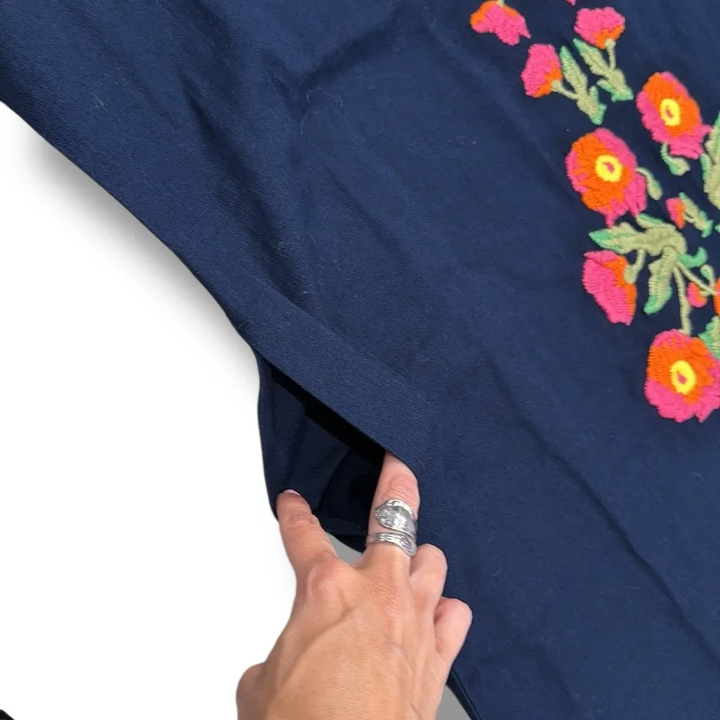 Frances‎ Valentine Navy Charming Caftan Poppy Embroidered Maxi Dress - Image 11