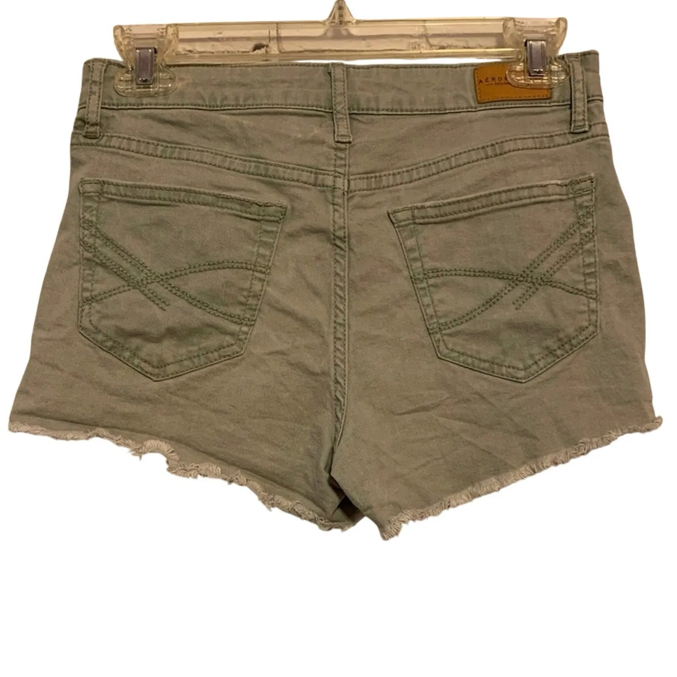 Aeropostale High Waisted Shorty Distressed Shorts Green - Image 2