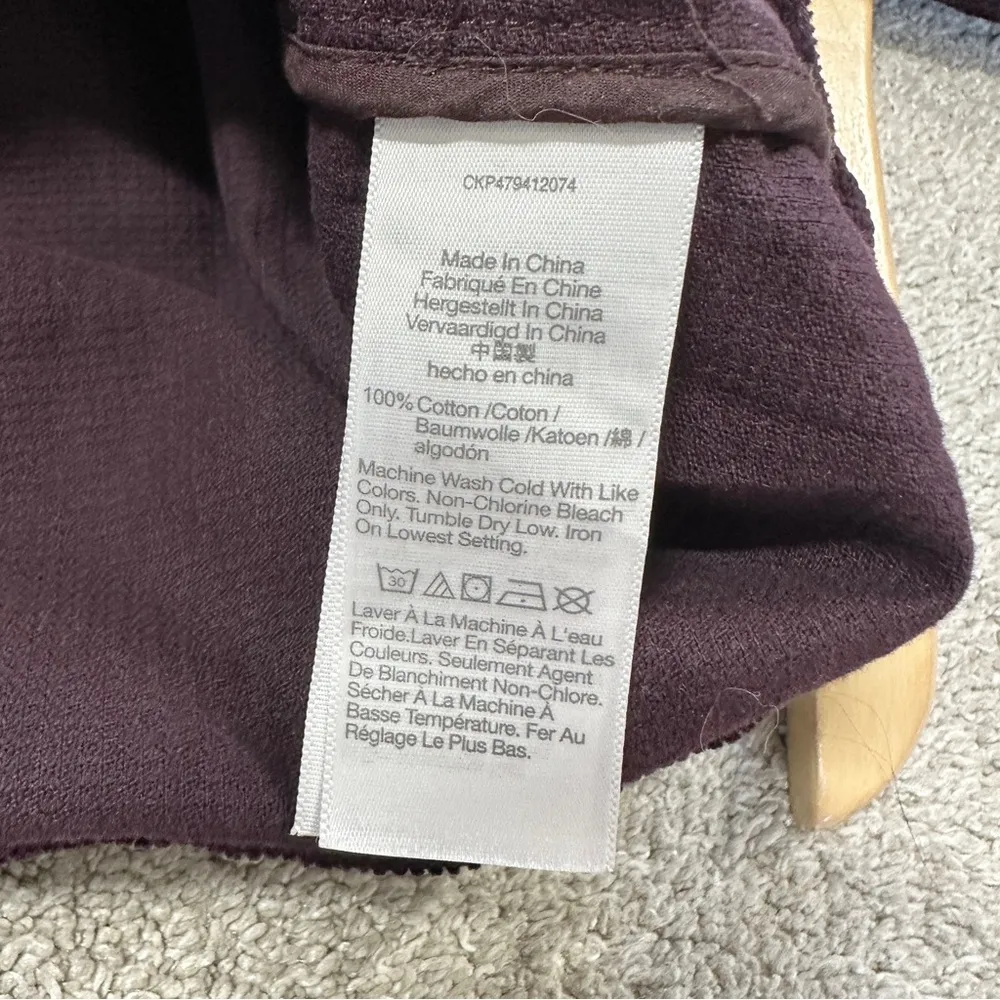 Madewell Women’s Waffle-Knit Relaxed V-Neck Top Longsleeve in Black Iris Size XL - Image 13