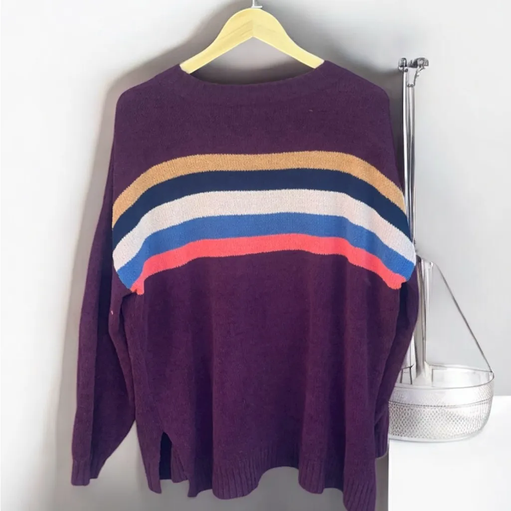American Eagle 🦅 Chenille Striped Crew Neck Oversized Sweater - Image 11