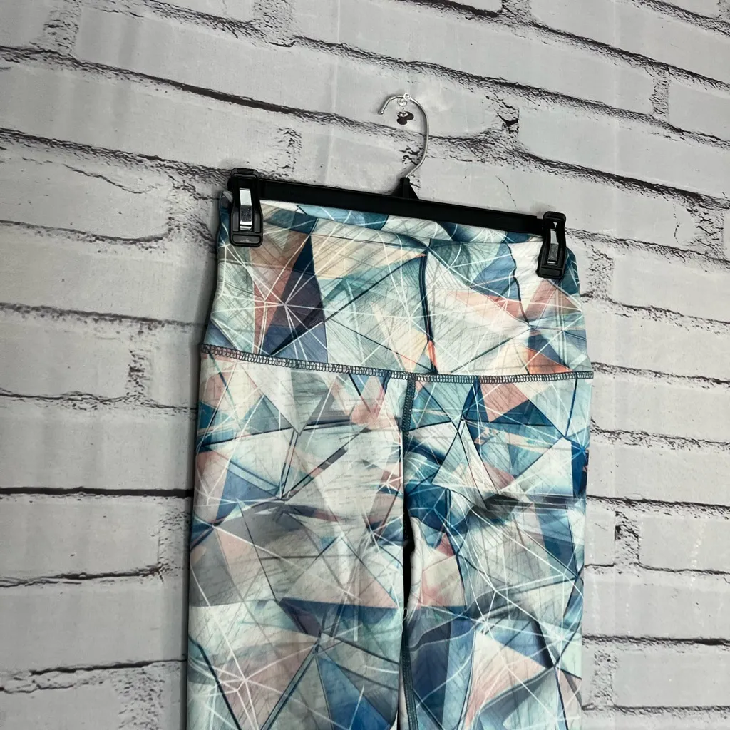 Evolution and Creation Geometric Blue and Pink Leggings SZ M High Waist Yoga Y2K - Image 3