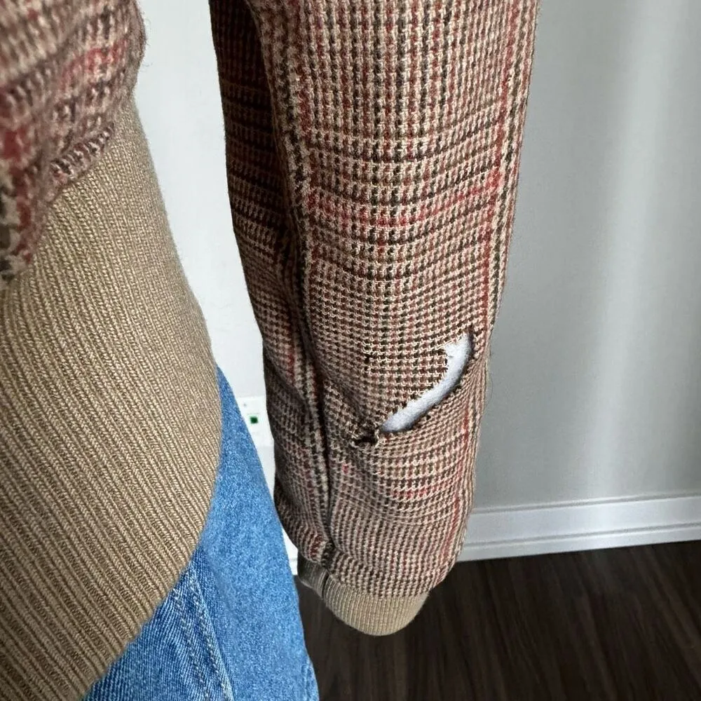 VTG Y2K Plaid Wool Grungecore Bomber Jacket Triple Five Soul Size M Brown Size M - Image 4