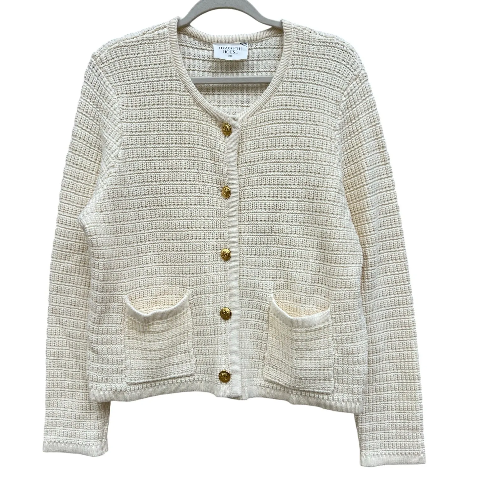 Tuckernuck Hyacinth House Woven Maybourne Cardigan Sweater Cream Ivory XXL - Image 2