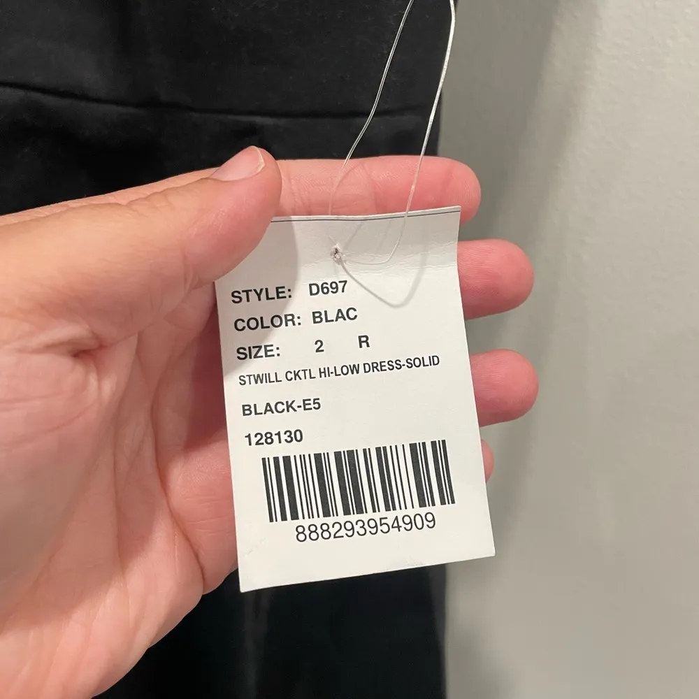 Alfred‎ Sung Bateau Neck Satin High Low Cocktail Dress In Black Size 2 - Image 7